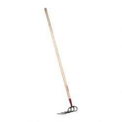 Razor-Back - Refuse Hook with 60" Straight Wood Handle - 4 Tines, 9" Tine Length - Exact Tool & Supply