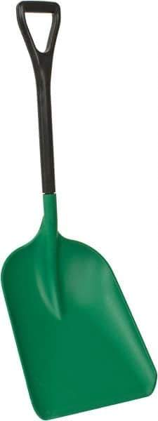 Remco - 14" High x 10-1/2" Wide Square Plastic Scoop - 38-1/2" Long Plastic D-Grip Handle - Exact Tool & Supply