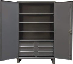 Durham - 4 Shelf Locking Storage Cabinet - Steel, 60" Wide x 24" Deep x 78" High, Gray - Exact Tool & Supply