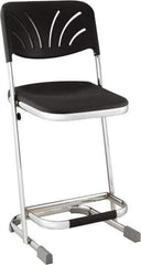 NPS - 22 Inch High, Stationary Square Seat with Steel Backrest - 16-1/4 Inch Deep x 16-3/4 Inch Wide, Plastic Seat, Black and Chrome - Exact Tool & Supply