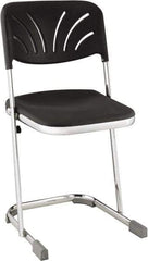 NPS - 18 Inch High, Stationary Square Seat with Steel Backrest - 16-1/4 Inch Deep x 16-3/4 Inch Wide, Plastic Seat, Black and Chrome - Exact Tool & Supply