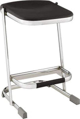 NPS - 24 Inch High, Stationary Fixed Height Stool - 16-1/4 Inch Deep x 16-3/4 Inch Wide, Plastic Seat, Black and Chrome - Exact Tool & Supply