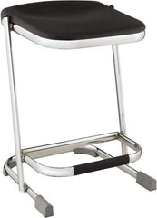 NPS - 22 Inch High, Stationary Fixed Height Stool - 16-1/4 Inch Deep x 16-3/4 Inch Wide, Plastic Seat, Black and Chrome - Exact Tool & Supply