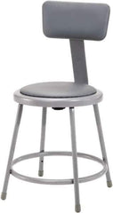 NPS - 18 Inch High, Stationary Fixed Height Stool with Adjustable Height Backrest - 14 Inch Deep x 14 Inch Wide, Vinyl Seat, Gray - Exact Tool & Supply