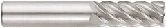 Niagara Cutter - 9/16", 1-1/2" LOC, 9/16" Shank Diam, 3-1/2" OAL, 5 Flute, Solid Carbide Square End Mill - Single End, Uncoated, Spiral Flute, 45° Helix, Centercutting, Right Hand Cut, Right Hand Flute, Series S545 - Exact Tool & Supply