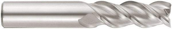 Niagara Cutter - 3/4", 4" LOC, 3/4" Shank Diam, 6-1/2" OAL, 3 Flute, Solid Carbide Square End Mill - Single End, Uncoated, Spiral Flute, 45° Helix, Centercutting, Right Hand Cut, Right Hand Flute, Series A345 - Exact Tool & Supply