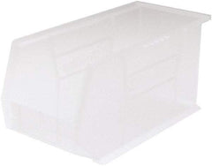 Akro-Mils - 60 Lb. Load Capacity, 18" Deep, Clear Polymer Hopper Stacking Bin - 9" High x 8-1/4" Wide x 18" Long - Exact Tool & Supply