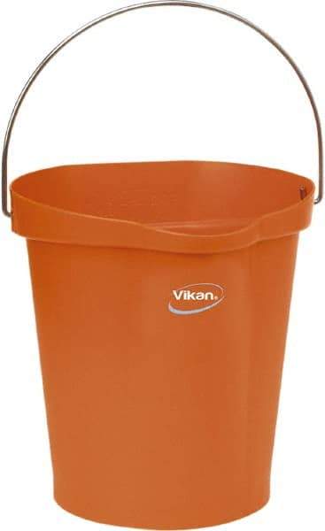 Vikan - 3 Gal, Polypropylene Round Orange Single Pail with Pour Spout - Handle Included - Exact Tool & Supply