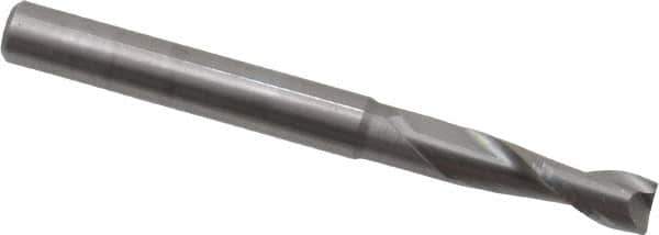 OSG - 4.5mm, 14mm LOC, 5mm Shank Diam, 51mm OAL, 2 Flute, Solid Carbide Square End Mill - Single End, Uncoated, Spiral Flute, 30° Helix, Centercutting, Right Hand Cut, Right Hand Flute, Series 402 - Exact Tool & Supply