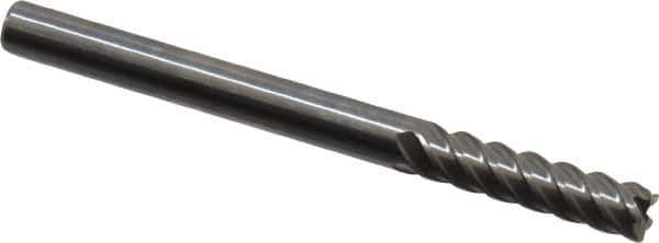 OSG - 1/8", 1/2" LOC, 1/8" Shank Diam, 1-1/2" OAL, 5 Flute, Solid Carbide Square End Mill - Single End, Uncoated, Spiral Flute, 45° Helix, Centercutting, Right Hand Cut, Right Hand Flute, Series 455C - Exact Tool & Supply