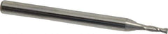 OSG - 1.4mm, 0.171" LOC, 1/8" Shank Diam, 1-1/2" OAL, 2 Flute, Solid Carbide Square End Mill - Single End, Uncoated, Spiral Flute, 30° Helix, Centercutting, Right Hand Cut, Right Hand Flute, Series 492 - Exact Tool & Supply