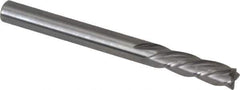 OSG - 3/16", 5/8" LOC, 3/16" Shank Diam, 2" OAL, 4 Flute, Solid Carbide Square End Mill - Single End, Uncoated, Spiral Flute, 30° Helix, Centercutting, Right Hand Cut, Left Hand Flute, Series 447 - Exact Tool & Supply