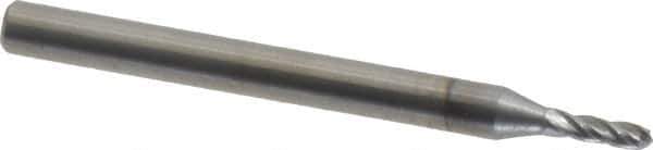 OSG - 1/16" Diam, 3/16" LOC, 4 Flute Solid Carbide Ball End Mill - TiCN Finish, Single End, 1-1/2" OAL, 1/8" Shank Diam, Spiral Flute - Exact Tool & Supply