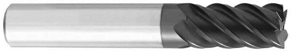 OSG - 1/2", 2" LOC, 1/2" Shank Diam, 4-1/2" OAL, 5 Flute, Solid Carbide Square End Mill - Single End, TiCN Finish, Spiral Flute, 45° Helix, Centercutting, Right Hand Cut, Right Hand Flute, Series 455C - Exact Tool & Supply