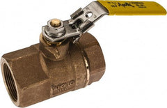 Apollo - 1-1/2" Pipe, Standard Port, Bronze Standard Ball Valve - 2 Piece, NPT Ends, Locking Lever Handle, 600 WOG, 150 WSP - Exact Tool & Supply