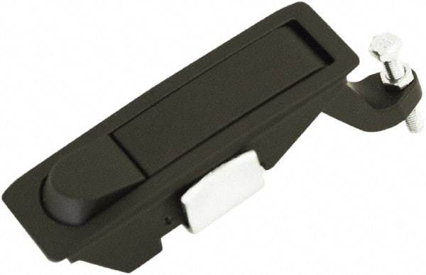 Made in USA - 4.29" Long x 1.61" Wide x 3.31" High, Lever Latch - Zinc Plated Steel, with Black Powder Coat Finish - Exact Tool & Supply