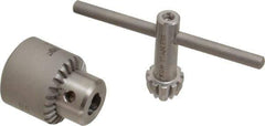 Accupro - JT0, 1/64 Min Capacity, Tapered Mount Stainless Steel Drill Chuck - Keyed, 22mm Sleeve Diam, 28mm Open Length - Exact Tool & Supply