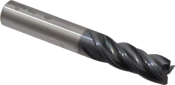 Accupro - 3/8", 4 Flute, Single End, Solid Carbide, Corner Chamfer End Mill - 2-1/2" OAL, Right Hand Flute, 1" LOC, Right Hand Cut - Exact Tool & Supply