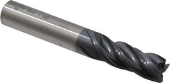 Accupro - 3/8", 4 Flute, Single End, Solid Carbide, Corner Chamfer End Mill - 2-1/2" OAL, Right Hand Flute, 1" LOC, Right Hand Cut - Exact Tool & Supply