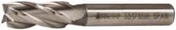 Accupro - 7/16", 1" LOC, 3/8" Shank Diam, 2-11/16" OAL, 4 Flute, Powdered Metal Square End Mill - Single End, Uncoated, Spiral Flute, 30° Helix, Centercutting, Right Hand Cut, Right Hand Flute - Exact Tool & Supply