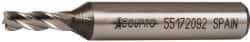Accupro - 3/16", 1/2" LOC, 3/8" Shank Diam, 2-3/8" OAL, 4 Flute, Powdered Metal Square End Mill - Single End, Uncoated, Spiral Flute, 30° Helix, Centercutting, Right Hand Cut, Right Hand Flute - Exact Tool & Supply