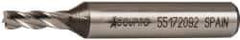 Accupro - 3/16", 1/2" LOC, 3/8" Shank Diam, 2-3/8" OAL, 4 Flute, Powdered Metal Square End Mill - Single End, Uncoated, Spiral Flute, 30° Helix, Centercutting, Right Hand Cut, Right Hand Flute - Exact Tool & Supply