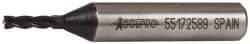 Accupro - 1/8", 3/8" LOC, 3/8" Shank Diam, 2-5/16" OAL, 4 Flute, Powdered Metal Square End Mill - Single End, TiAlN Finish, Spiral Flute, 30° Helix, Centercutting, Right Hand Cut, Right Hand Flute - Exact Tool & Supply