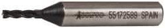 Accupro - 1/8", 3/8" LOC, 3/8" Shank Diam, 2-5/16" OAL, 4 Flute, Powdered Metal Square End Mill - Single End, TiAlN Finish, Spiral Flute, 30° Helix, Centercutting, Right Hand Cut, Right Hand Flute - Exact Tool & Supply
