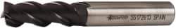 Accupro - 1/2", 1-1/4" LOC, 1/2" Shank Diam, 3-1/4" OAL, 3 Flute, Powdered Metal Square End Mill - Single End, TiAlN Finish, Spiral Flute, 45° Helix, Centercutting, Right Hand Cut, Right Hand Flute - Exact Tool & Supply