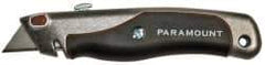 Paramount - Retractable Utility Knife - 2-3/8" Blade, Aluminum with Rubber Grip Insert Handle, 1 Blade Included - Exact Tool & Supply