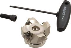Seco - 4 Inserts, 2-1/2" Cut Diam, 3/4" Arbor Diam, 0.295" Max Depth of Cut, Indexable Square-Shoulder Face Mill - 0/90° Lead Angle, 1.57" High, XNEX 0806.. Insert Compatibility, Through Coolant, Series Square 6 - Exact Tool & Supply