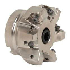 Seco - 6 Inserts, 2-1/2" Cut Diam, 3/4" Arbor Diam, 0.295" Max Depth of Cut, Indexable Square-Shoulder Face Mill - 0/90° Lead Angle, 1.57" High, XNEX 0806.. Insert Compatibility, Through Coolant, Series Square 6 - Exact Tool & Supply