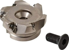 Seco - 6 Inserts, 4" Cut Diam, 1-1/2" Arbor Diam, 0.295" Max Depth of Cut, Indexable Square-Shoulder Face Mill - 0/90° Lead Angle, 1.97" High, XNEX 0806.. Insert Compatibility, Through Coolant, Series Square 6 - Exact Tool & Supply