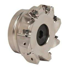 Seco - 8 Inserts, 4" Cut Diam, 1-1/2" Arbor Diam, 0.295" Max Depth of Cut, Indexable Square-Shoulder Face Mill - 0/90° Lead Angle, 1.97" High, XNEX 0806.. Insert Compatibility, Through Coolant, Series Square 6 - Exact Tool & Supply