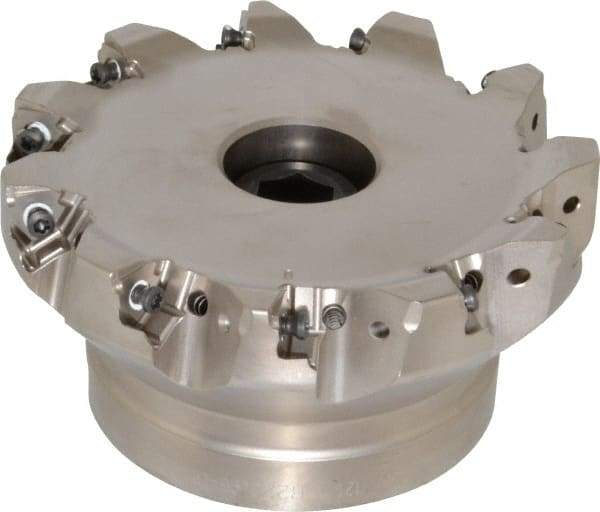 Seco - 11 Inserts, 5" Cut Diam, 1-1/2" Arbor Diam, 0.295" Max Depth of Cut, Indexable Square-Shoulder Face Mill - 0/90° Lead Angle, 2.48" High, XNEX 0806.. Insert Compatibility, Through Coolant, Series Square 6 - Exact Tool & Supply