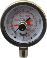 Winters - 2-1/2" Dial, 1/4 Thread, 0-5,000 Scale Range, Pressure Gauge - Lower Connection Mount, Accurate to 1% of Scale - Exact Tool & Supply