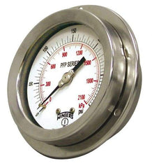 Winters - 2-1/2" Dial, 1/4 Thread, 0-30 Scale Range, Pressure Gauge - Front Flange Panel Mount, Center Back Connection Mount, Accurate to 1.6% of Scale - Exact Tool & Supply