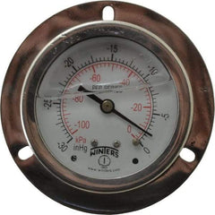 Winters - 2-1/2" Dial, 1/4 Thread, 30 Scale Range, Pressure Gauge - Front Flange Panel Mount, Center Back Connection Mount, Accurate to 1.6% of Scale - Exact Tool & Supply