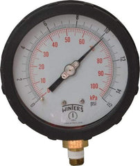 Winters - 4" Dial, 1/4 Thread, 0-15 Scale Range, Pressure Gauge - Lower Connection Mount, Accurate to 1% of Scale - Exact Tool & Supply