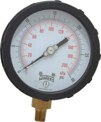 Winters - 4" Dial, 1/4 Thread, 0-30 Scale Range, Pressure Gauge - Lower Connection Mount, Accurate to 1% of Scale - Exact Tool & Supply
