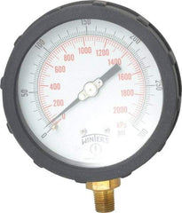 Winters - 4" Dial, 1/4 Thread, 0-300 Scale Range, Pressure Gauge - Lower Connection Mount, Accurate to 1% of Scale - Exact Tool & Supply