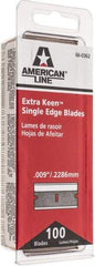 American Line - Knife Blades - .009" EXTRA KEEN 100PK SINGLE EDGE BLADE - Exact Tool & Supply