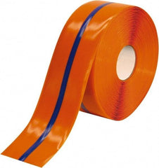 PRO-SAFE - Orange & Blue Striped PVC Tape - 4" Wide x 100' Long x 50 mil Thick, General Traffic - Exact Tool & Supply