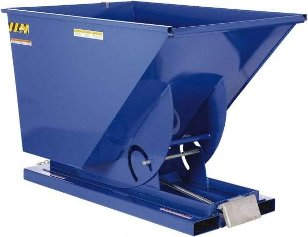 Vestil - 4,000 Lb Load Capacity, 1-1/2 Cu Yd, Steel Self-Dumping Hopper - 43-9/16" Wide x 68-3/8" Long x 51-13/16" High, Blue - Exact Tool & Supply