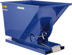 Vestil - 4,000 Lb Load Capacity, 1-1/2 Cu Yd, Steel Self-Dumping Hopper - 43-9/16" Wide x 68-3/8" Long x 51-13/16" High, Blue - Exact Tool & Supply