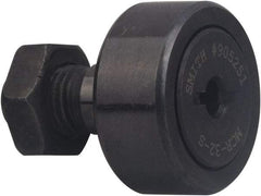 Accurate Bushing - 35mm Roller Diam x 18mm Width, 16mm Stud Diam x 32.5mm Length, Stud Cam Follower - Carbon Steel, 17mm Thread Length, M16 x 1.5 Thread, 52mm OAL, 18,300 N Dynamic Cap, 35,000 N Static Cap - Exact Tool & Supply