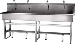 SANI-LAV - 77" Long x 16-1/2" Wide Inside, 1 Compartment, Grade 304 Stainless Steel Hands Free Hand Sink - 16 Gauge, 80" Long x 20" Wide x 45" High Outside, 8" Deep - Exact Tool & Supply