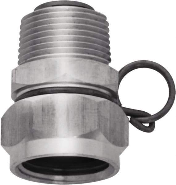 SANI-LAV - 1 Piece, 3/4 GHT & 3/4 GHT MNPT x FGHT, Stainless Steel Reusable Hose Male Swivel Fitting - 3/8" Hose ID x 1-1/4" Hose OD - Exact Tool & Supply