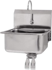 SANI-LAV - 19" Long x 16" Wide Inside, 1 Compartment, Grade 304 Stainless Steel Hands Free Hand Sink - 18 Gauge, 21" Long x 20" Wide x 24" High Outside, 10" Deep - Exact Tool & Supply