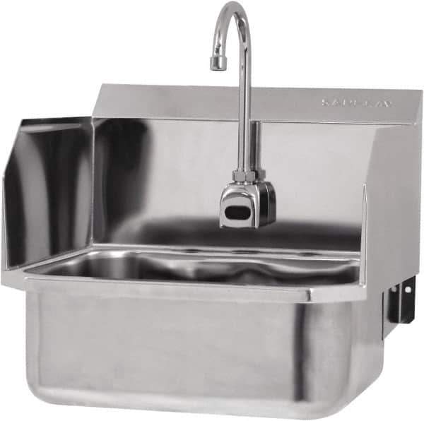 SANI-LAV - 17" Long x 14" Wide Inside, 1 Compartment, Grade 304 Stainless Steel Hands Free Hand Sink - 18 Gauge, 19" Long x 18" Wide x 21" High Outside, 7" Deep - Exact Tool & Supply